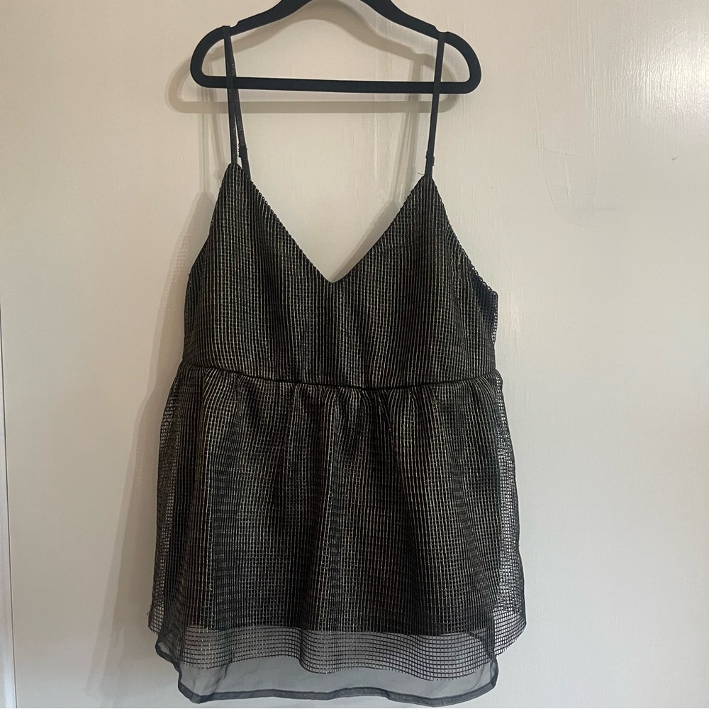 GB Women’s Black and Gold Asymmetrical Tiered Camisole Size Large